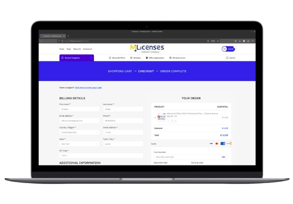mlicenses checkout page